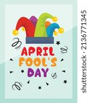April fools day poster vector illustration with clown hat