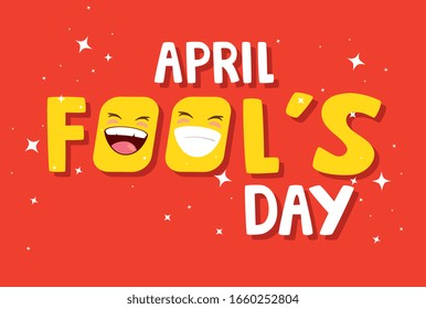 april fools day in red background vector illustration design