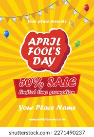 April fool's day sale poster flyer social media post design