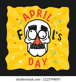 april fools day skull t-shirt design illustration