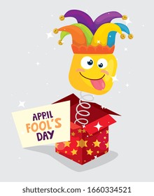 april fools day with surprise box vector illustration design