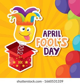 april fools day with surprise box vector illustration design