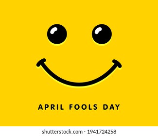 April Fools Day template design with smile icon. Fools day lettering text for celebration party or greeting card. Vector illustration