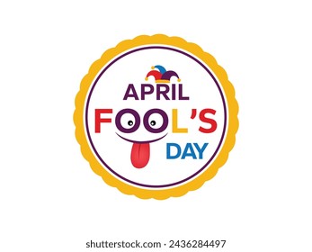 April Fools Day text design. typography design. Colored jester hat. April Fools Day color text design on white background