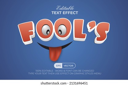 April Fools Day Text Effect Vector Illustration Fun And Jokes Theme.