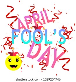 April Fools Day text and funny emoji for greeting card, ad, promotion, poster, flier, blog, article, marketing, signage, email. Vector illustration EPS10