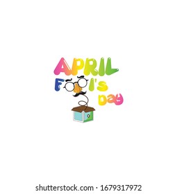 April Fools Day text and funny glasses EPS 10 vector illustration for greeting card, ad, promotion, poster, flier, blog, article, marketing, signage, email