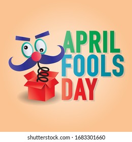 April Fools Day text and funny glasses EPS 10 vector illustration for greeting card, ad, promotion, poster, flier, blog, article, marketing, signage, email