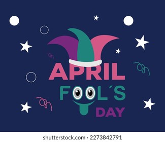 April Fools Day text and funny glasses EPS 10 vector illustration for greeting card. april fools day card with happy face emojis over white background. colorful design. vector illustration.