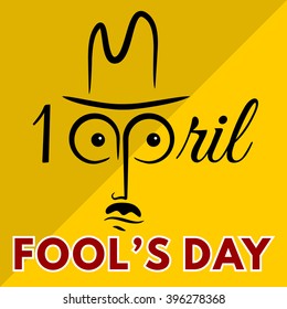 April Fools Day text and funny glasses vector illustration for greeting card, ad, promotion, poster, flier, blog, article, marketing, signage, email