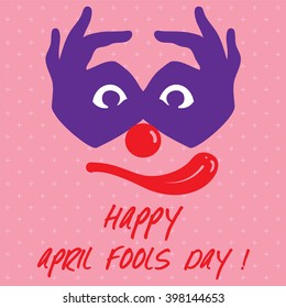 April Fools Day text and funny face Joker vector illustration