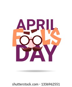 April Fool's day text logo. Element of hand written type. Vector illustration isolated on white