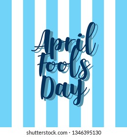 april fools day tipografi dengan latar biru putih untuk kartu ucapan dan konten sosial media. -vektor