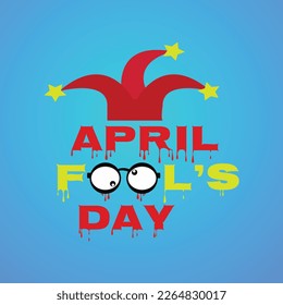 April fool's day, Typography, colorful hat vector illustration.