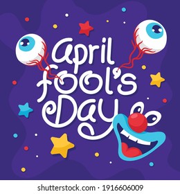 Vector Día de los Inocentes de abril Con diseño plano, gráficos simples y de moda