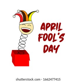 April Fool's Day vector Illustration with jack in the box for template design