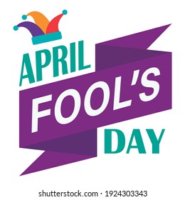 
April Fools Day vector illustration design with text and jester hat