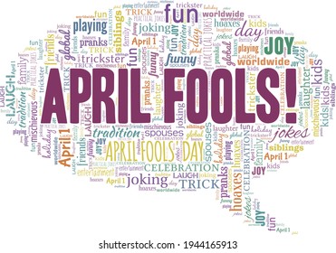 April Fools' Day vector illustration word cloud isolated on a white background.