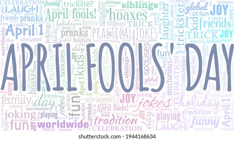 April Fools' Day vector illustration word cloud isolated on a white background.