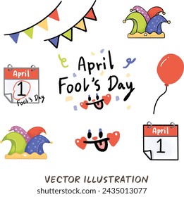 April fool's day vector illustration set