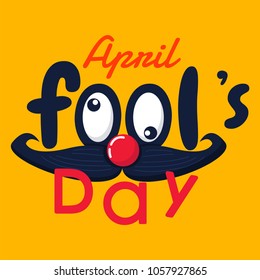 April fool's day vector text and funny face graphic  background or banner