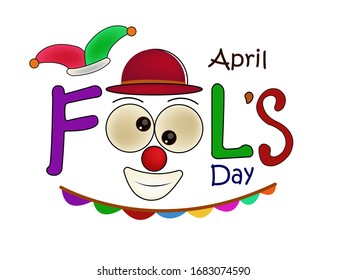 april fools day vintage illustration, cute and silly typography.