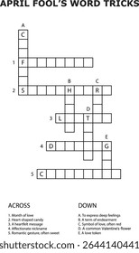 April Fools Day Word Truques Crossword Puzzle Grid Pistas vetor
