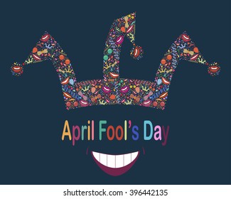 April Fool's Day.Vector background.Vector illustration with jester hat