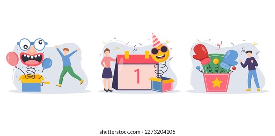 April Fools Flat Bundle Design Illustration