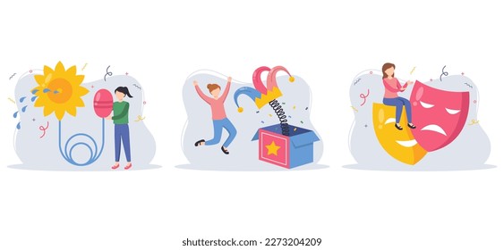 April Fools Flat Bundle Design Illustration