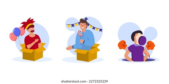 Ilustración de paquete plano de April Fools
