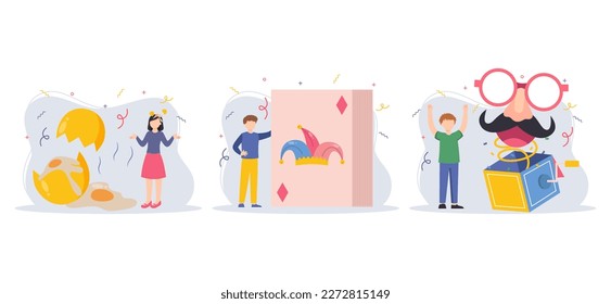 April Fools Flat Bundle Illustration