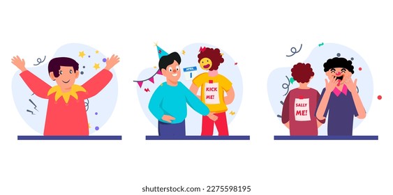 April Fools Flat Bundle Illustration