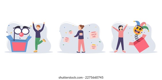 April Fools Flat Bundle Illustration
