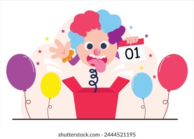 April Fools Flat Illustration Design
