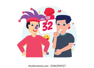 April Fools Flat Illustration Design