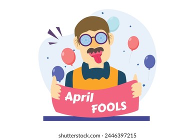 April Fools Flat Illustration Design