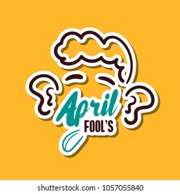 April fools. Funny sticker for 1st April. Vector illustration