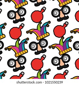 april fools mask jester hat and whoopee cushion background