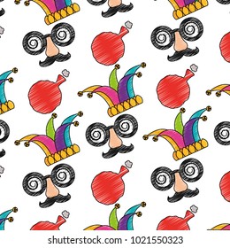 april fools mask jester hat and whoopee cushion background