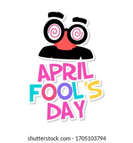 April fools poster. Joke mask with crazy eyes - Vector illustration
