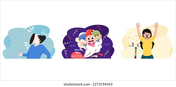 April Fools Surprised Joke Flat Bundle Design