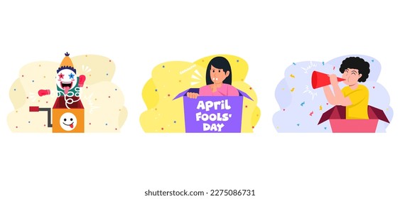 April Fools Surprised Joke Flat Bundle Design