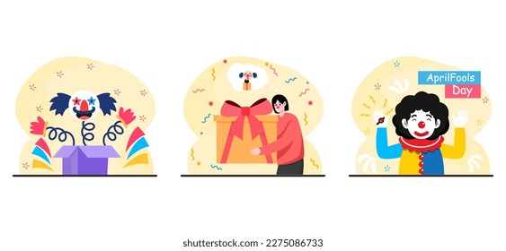 April Fools Surprised Joke Flat Bundle Design
