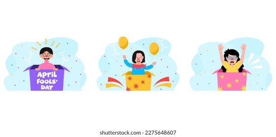 April Fools Surprised Joke Flat Bundle Design