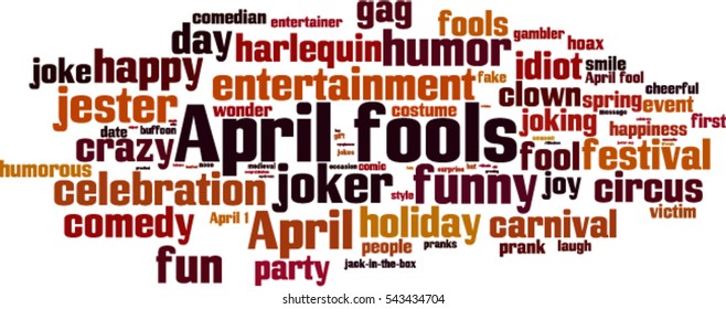 April fools word cloud concept. Vector illustration