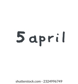  April Handwriting days of calendar black and white script