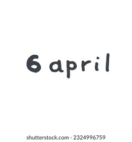  April Handwriting days of calendar black and white script