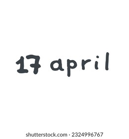  April Handwriting days of calendar black and white script