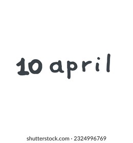 April Handwriting days of calendar black and white script